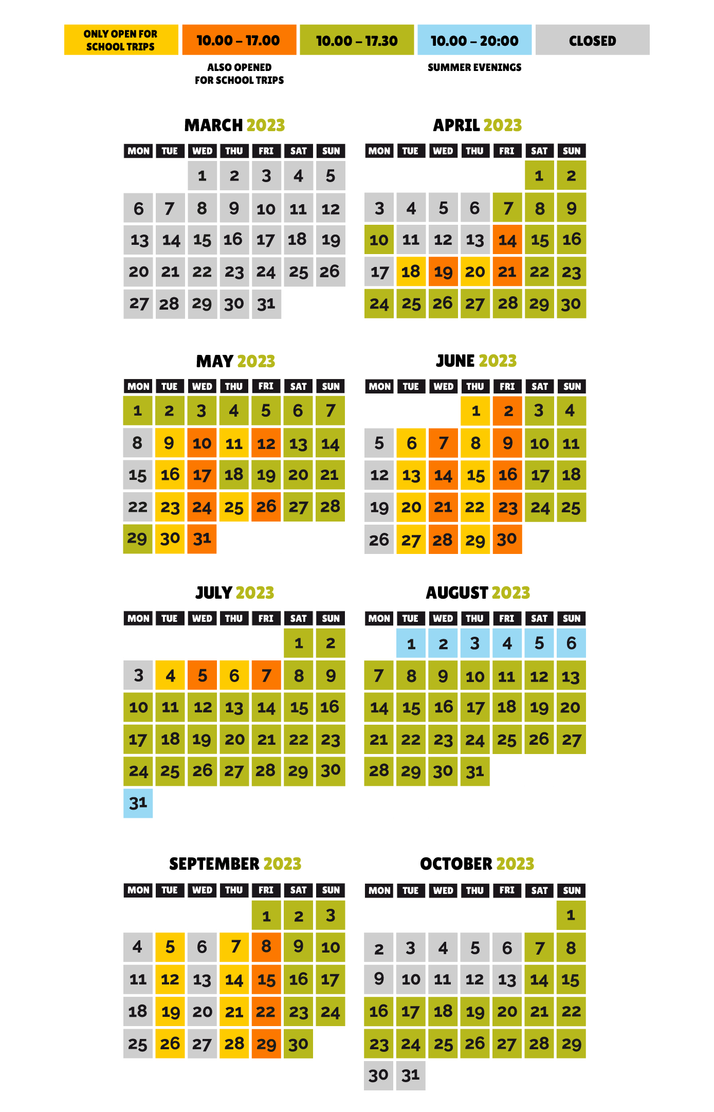 Dinoland calendar 2023 till october EN