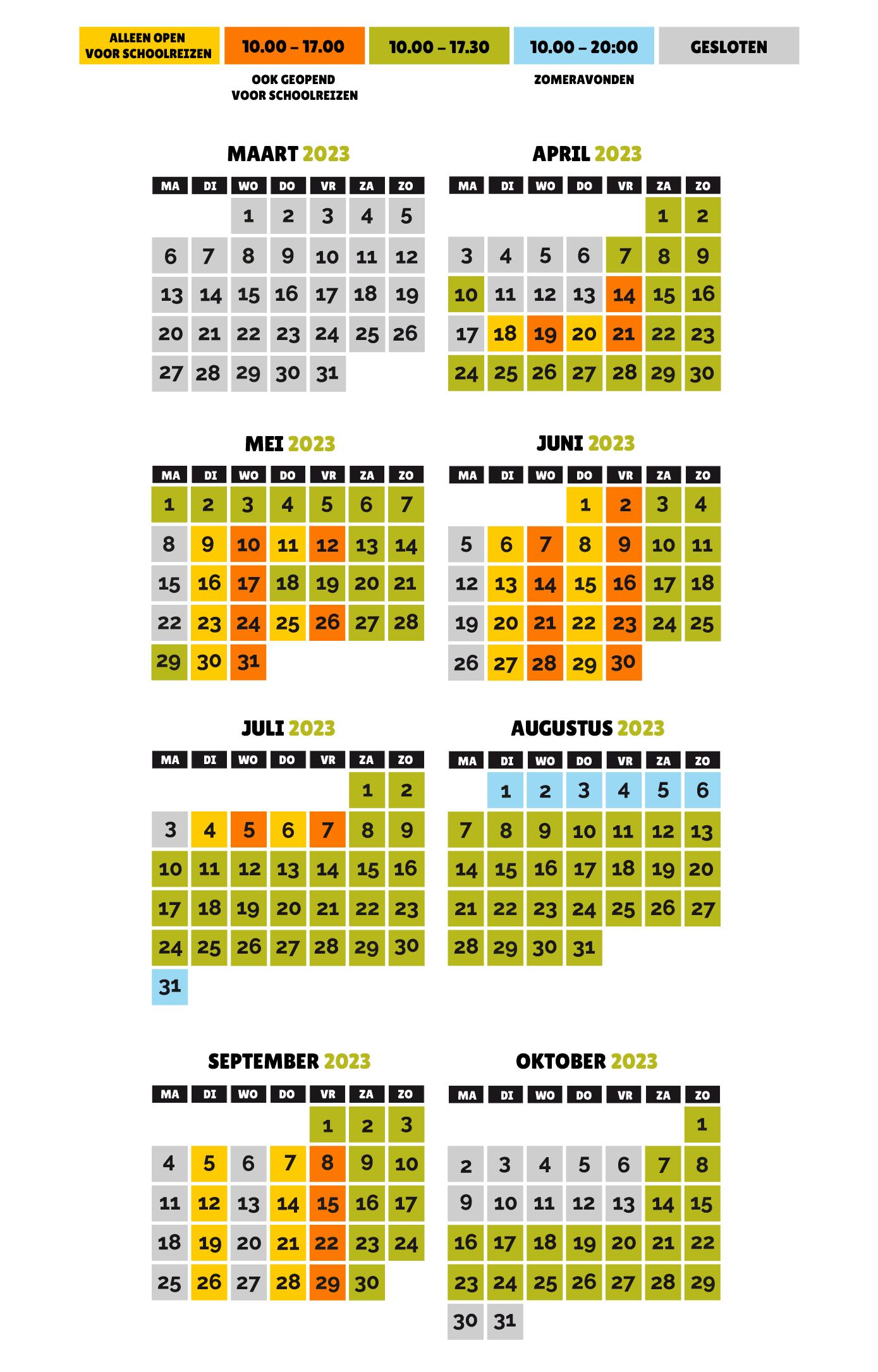 Dinoland kalender 2023 tot oktober NL